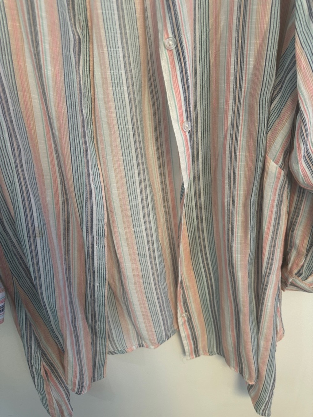 Zac & Rachel Striped Button-Front Tunic in Coral, Sage & Cream - Picture 5 of 6